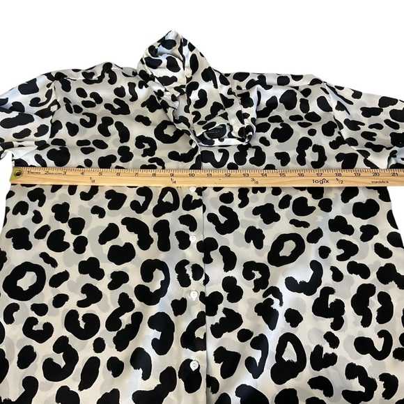 Zara Black and White Button Down Dress Shirt Collar Blouse - Picture 6 of 7